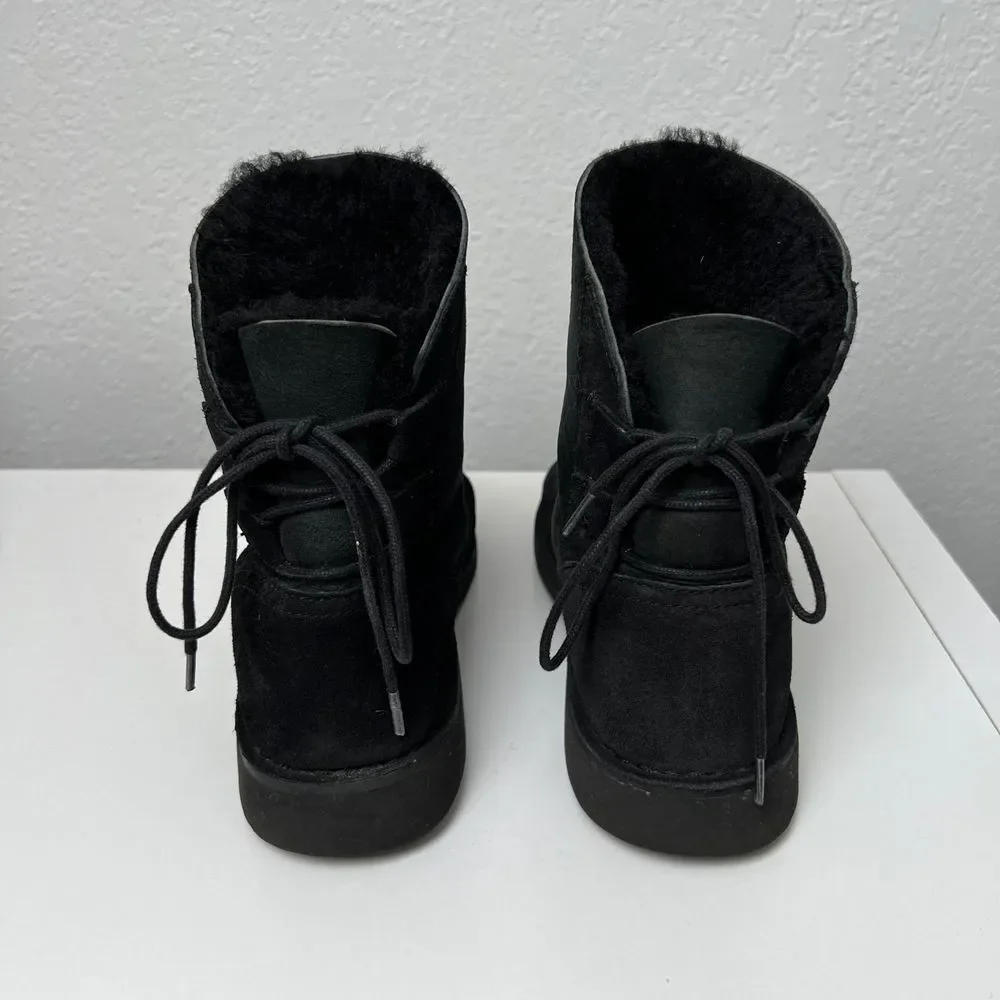 Ugg Women's Naiyah Lace-back Wool Suede Black Boot Size 7 - Picture 2 of 6